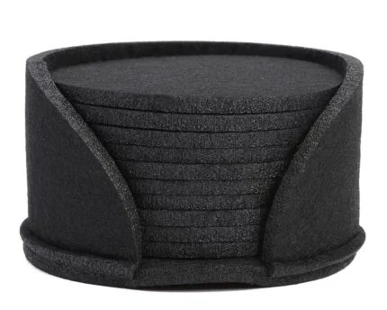 dessous de verre rond en feutre noir