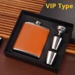 flasque en cuir brun dos